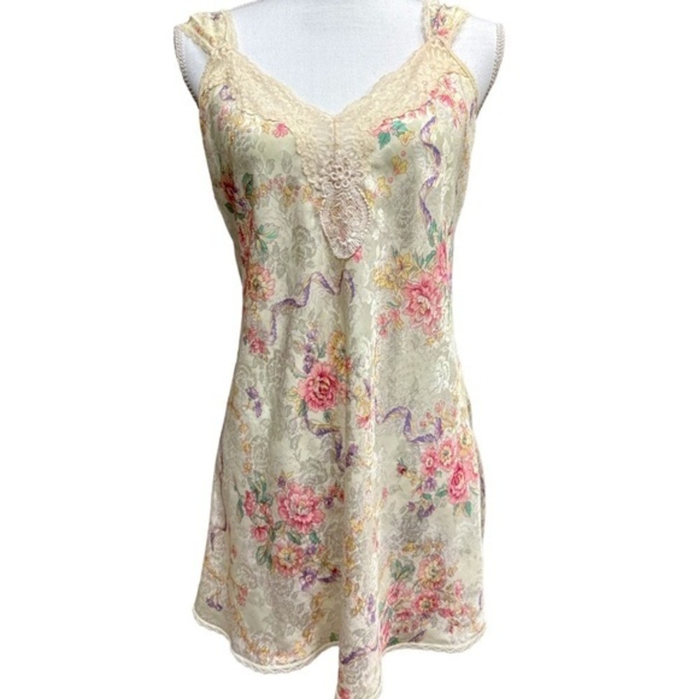 Lucie Ann II Vintage Floral‎ Lacey Cami Camisole or Slip Dress Size M